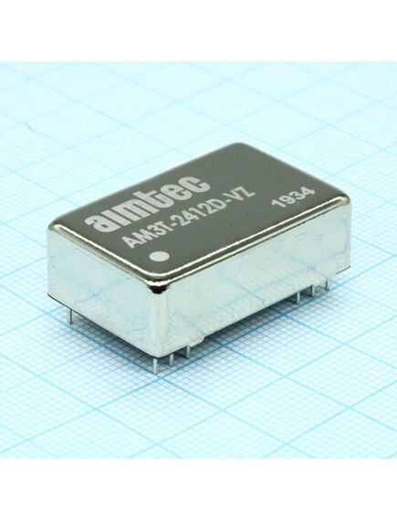 AM3T-2412D-VZ, dc/dc, 3вт, вход 18…36в, выход ±12в/±0.125а, изоляция 1500в dc, кпд 82%, максимальная емкостная нагрузка не более ±220мкф, dip24, 31.75x20.32x10.16мм, -40…85°c, металл, изображение 2