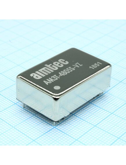 AM3T-4805S-VZ, dc/dc, 3вт, вход 36…72в, выход 5в/0.6а, изоляция 1500в dc, кпд 77%, максимальная емкостная нагрузка не более 2200мкф, dip24, 31.75x20.32x10.16мм, -40…85°c, металл, изображение 2