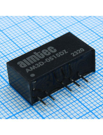 AM3D-0515DZ, dc/dc, 3вт, вход 4.5…5.5в, выход ±15в/±0.1а, изоляция 1000в dc, кпд 84%, максимальная емкостная нагрузка не более ±47мкф, sip7, 19.5x7.2x10мм, -40…85°c, пластик