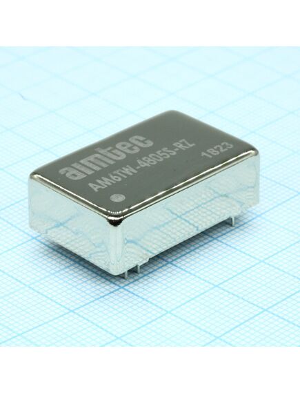 AM6TW-4805S-RZ, dc/dc, 6вт, вход 18…72в, выход 5в/1.2а, изоляция 1500в dc, кпд 80%, максимальная емкостная нагрузка не более 1000мкф, dip24, 31.75x20.32x10.16мм, -40…85°c, металл, изображение 2
