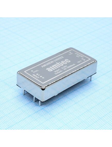 AM30EW-2405SZ, dc/dc, 30вт, вход 9…36в, выход 5в/6а, изоляция 1600в dc, кпд 90%, максимальная емкостная нагрузка не более 14000мкф, вход on/off, 2x1", 50.8x25.4x10.16мм, -40…75°c, металл
