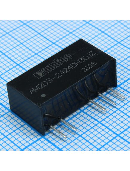 AM2DS-2424DH30JZ, dc/dc, 2вт, вход 21.6…26.4в, выход ±24в/±0.004…0.042а, изоляция 3000в dc, кпд 83%, максимальная емкостная нагрузка не более ±100мкф, sip7, 19.65x7.05x10.16мм, -40…105°c, пластик