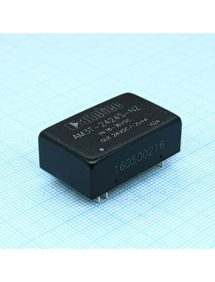 AM3T-4812D-NZ, dc/dc, 3вт, вход 36…75в, выход ±12в/±0.125а, изоляция 1500в dc, кпд 84%, максимальная емкостная нагрузка не более ±1800мкф, dip24, 10.16x20.32x31.75мм, -40…85°c, металл, изображение 2