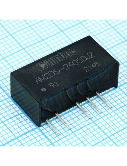 AM2DS-2405DJZ, dc/dc, 2вт, вход 21.6…26.4в, выход ±5в/±0.02…0.2а, изоляция 1500в dc, кпд 80%, максимальная емкостная нагрузка не более ±1200мкф, sip7, 19.65x7.05x10.16мм, -40…105°c, пластик