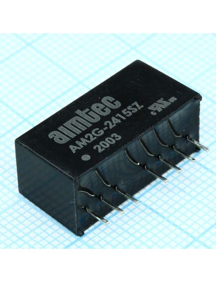 AM2G-2415SZ, dc/dc, 2вт, вход 18…36в, выход 15в/0.133а, изоляция 1000в dc, кпд 80%, максимальная емкостная нагрузка не более 470мкф, вход on/off, sip8, 21.85x9.2x11.1мм, -40…85°c, пластик, изображение 2