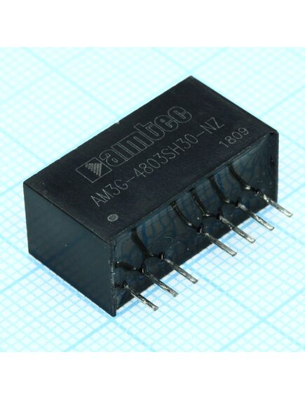 AM3GH-2405SZ, dc/dc, 3вт, вход 9…36в, выход 5в/0.6а, изоляция 1600в dc, кпд 79%, максимальная емкостная нагрузка не более 1000мкф, вход on/off, sip8, 21.85x9.2x11.1мм, -40…85°c, пластик, изображение 2