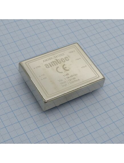 AM30KW-2424SIZ, dc/dc, 30вт, вход 9…36в, выход 24в/1.25а, изоляция 1500в dc, кпд 82%, вход on/off, 2x1.6", 50.8x40.6x10.2мм, -40…85°c, металл