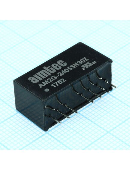AM2G-2405SH30Z, dc/dc, 2вт, вход 18…36в, выход 5в/0.4а, изоляция 3000в dc, кпд 77%, максимальная емкостная нагрузка не более 3300мкф, вход on/off, sip8, 21.85x9.2x11.1мм, -40…85°c, пластик, изображение 2