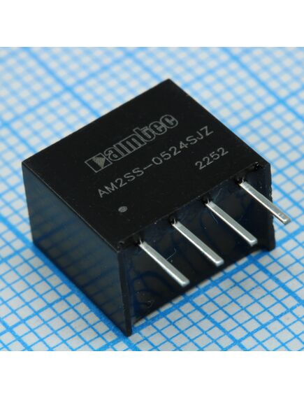 AM2SS-0524SJZ, dc/dc, 2вт, вход 4.5…5.5в, выход 24в/0.008…0.083а, изоляция 1500в dc, кпд 84%, максимальная емкостная нагрузка не более 220мкф, sip4, 11.6x7.55x10.16мм, -40…85°c, пластик