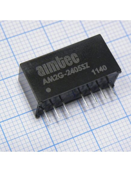 AM3G-4805S-NZ, dc/dc, 3вт, вход 36…75в, выход 5в/0.6а, изоляция 1500в dc, кпд 76%, максимальная емкостная нагрузка не более 2200мкф, вход on/off, sip8, 22x9.5x12мм, -40…100°c, пластик