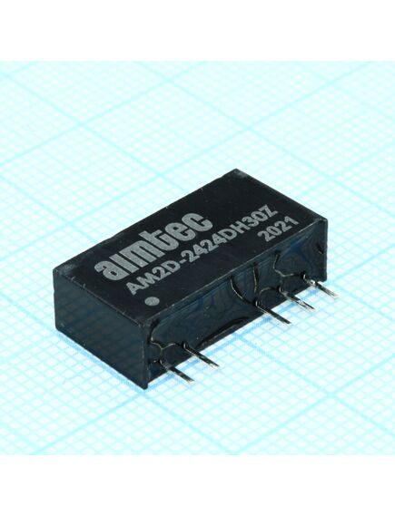AM2D-2424DH30Z, dc/dc, 2вт, вход 21.6…26.4в, выход ±24в/±0.042а, изоляция 3000в dc, кпд 82%, максимальная емкостная нагрузка не более ±220мкф, sip7, 19.5x6x10мм, -40…85°c, пластик