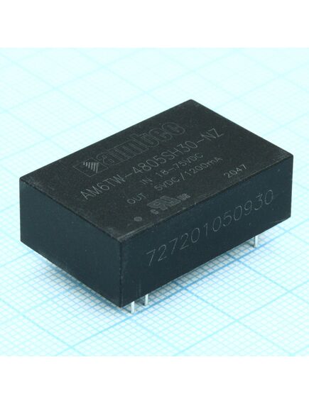 AM6TW-4805SH30-NZ, dc/dc, 6вт, вход 18…75в, выход 5в/1.2а, изоляция 3000в dc, кпд 83%, максимальная емкостная нагрузка не более 2200мкф, dip24, 31.6x20.3x10.2мм, -40…85°c, пластик, изображение 2