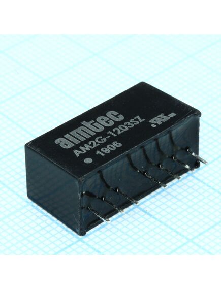 AM2G-1203SZ, dc/dc, 1.65вт, вход 9…18в, выход 3.3в/0.5а, изоляция 1000в dc, кпд 67%, максимальная емкостная нагрузка не более 3300мкф, вход on/off, sip8, 21.85x9.2x11.1мм, -40…85°c, пластик, изображение 2