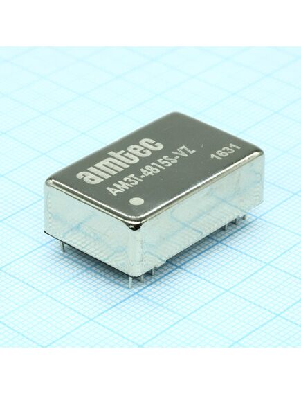 AM3T-4815S-VZ, dc/dc, 3вт, вход 36…72в, выход 15в/0.2а, изоляция 1500в dc, кпд 80%, максимальная емкостная нагрузка не более 470мкф, dip24, 31.75x20.32x10.16мм, -40…85°c, металл