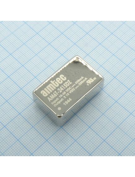 AM6T-2415DZ, dc/dc, 6вт, вход 18…36в, выход ±15в/±0.2а, изоляция 1500в dc, кпд 80%, максимальная емкостная нагрузка не более ±47мкф, dip24, 31.75x20.32x10.16мм, -40…85°c, металл