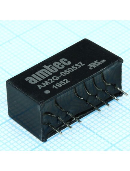 AM2G-0505SZ, dc/dc, 2вт, вход 4.5…9в, выход 5в/0.4а, изоляция 1000в dc, кпд 70%, максимальная емкостная нагрузка не более 3300мкф, вход on/off, sip8, 21.85x9.2x11.1мм, -40…85°c, пластик, изображение 2