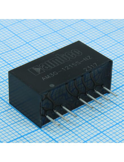 AM3G-1215S-NZ, dc/dc преобразователь 3 вт вход 9...18в выход 15в 0.2а -40...100°c, дерейтинг при 85°c изоляция 1500в наработка 1000000 часов кпд 83% ёмк. нагрузка макс.470 мкф корпус sip8, пластик установка на печатную плату 9.5x22x12 мм 4.9 г