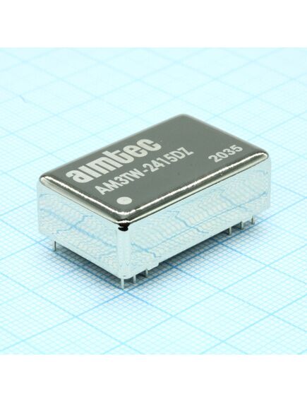 AM3TW-2415DZ, dc/dc, 3вт, вход 9…36в, выход ±15в/±0.1а, изоляция 1500в dc, кпд 80%, максимальная емкостная нагрузка не более ±22мкф, dip24, 31.75x20.32x10.16мм, -40…85°c, металл, изображение 2