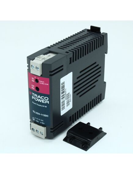 TCL 024-112 DC, dc-dc din, 24вт, uвх=18…75в, uвых=12в/2а, изоляция 1500в ac, рег.вых 12…15в, на din-рейку, 100х75х27мм, -25°с…+70°с