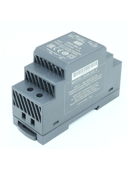 DDR-30L-5, dc-dc, 30вт, вход 18…75 в dc, выход 5в/6а, изоляция 4000в dc, в кожухе на din-рейку, 35х90х54.5мм, -40...+85°с