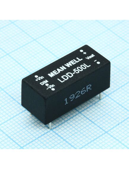 LDD-500L, dc/dc led понижающий, вход 6…36в, выход 2…32в/0.5а, кпд до 95%, вход on/off/dimm, 31.8x20.3x12.2мм, dip, -40…85°c, пластик
