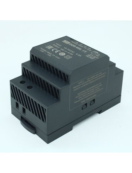 DDR-60L-15, dc-dc, 60вт, вход 18…75 в dc, выход 15в/4а, изоляция 4000в dc, в кожухе на din-рейку, 52.5х90х54.5мм, -40...+85°с