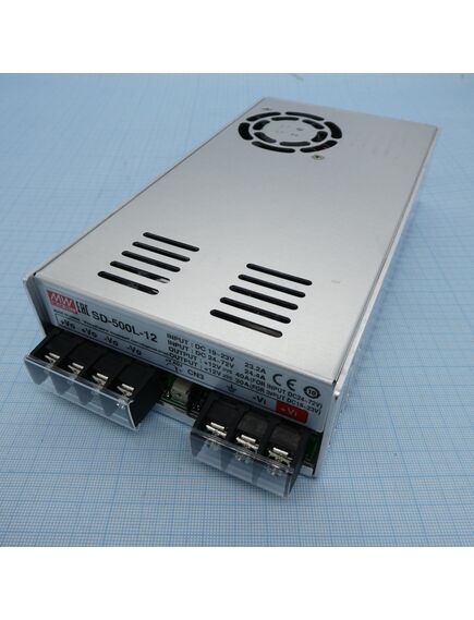 SD-500L-12, dc-dc, 480вт, uвх=19…72в, uвых=12в/40а, изоляция 2000в dc, рег.вых 11…15в, в кожухе 215х115х50мм, -20°с…+60°с