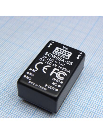 SCW05A-05, dc/dc-conv 9-18v:+5v 1000ma 5w