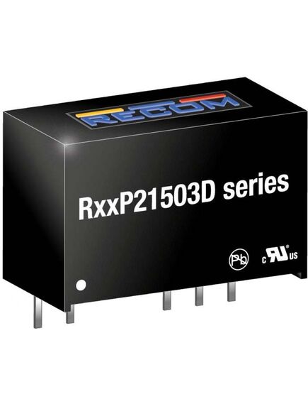 R12P21503D, преобразователь dc/dc, 2вт, uвх 10,8-13,2в, uвых 15вdc, sip7