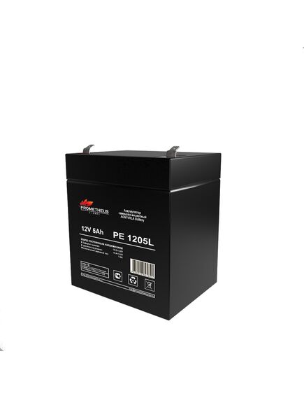 PE1205L, аккумулятор свинцово-кислотный 12v 5ah, размер 90х70х101мм, плоская клемма 6.3мм, срок службы 10 лет, изображение 3
