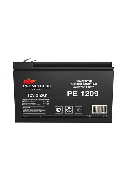 PE1209, аккумулятор свинцово-кислотный 12v 9.2ah, размер 151х64х94мм, плоская клемма 6.3мм, срок службы 6 лет, изображение 4