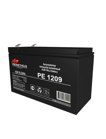 PE1209, аккумулятор свинцово-кислотный 12v 9.2ah, размер 151х64х94мм, плоская клемма 6.3мм, срок службы 6 лет