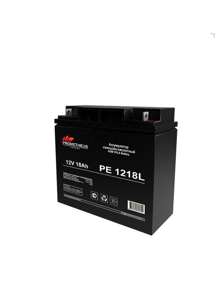 PE1218L, аккумулятор свинцово-кислотный 12v 18ah, размер 181х77х167мм, болт+гайка 5мм, срок службы 10 лет, изображение 3