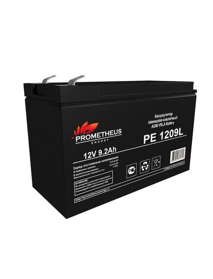 PE1209L, аккумулятор свинцово-кислотный 12v 9.2ah, размер 151х64х94мм, плоская клемма 6.3мм, срок службы 10 лет, изображение 2