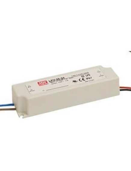 LPV-35-24, ac-dc, 30вт, ip67, вход 90…264в ac, выход 24в/1,5а,изоляция 3000в ac, в кожухе 148х40х30мм, -30…+75°с