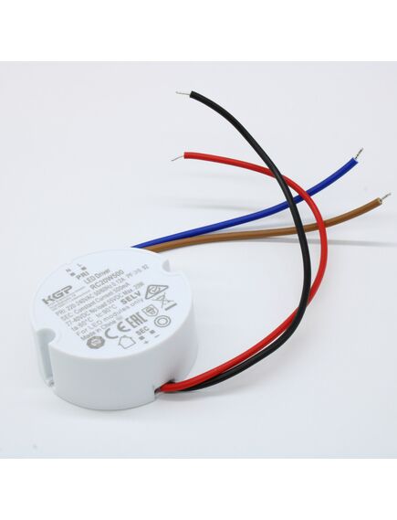 RC20W500, ac-dc, 20вт, токовый выход, вход 198…264в ac, выход 500ма/27…40в, ккм, в кожухе ф50х21мм, -20…+60°с