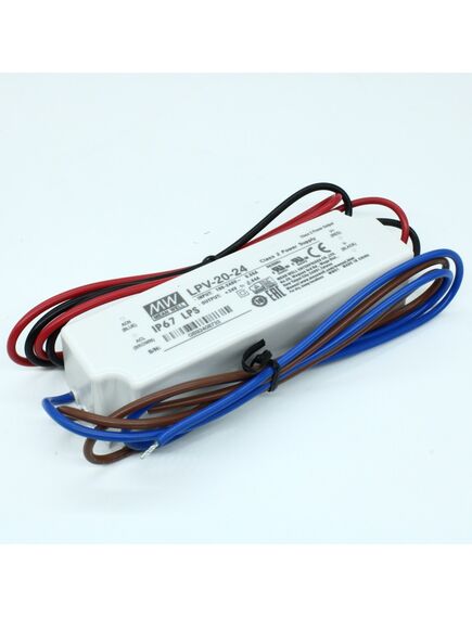 LPV-20-24, ac-dc, 20вт, ip67, вход 90…264в ac, выход 24в/0,84a, изоляция 3000в ac, в кожухе 118х35х26мм, -30…+70°с