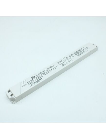 SLD-50-12, ac-dc, 50.4вт, вход 110…305в ac, 47…63гц/155…431в dc, ккм, 12в/4.2а, изоляция 3750в ac, в кожухе 280х30х16.8, -20…+90°с (корпус)