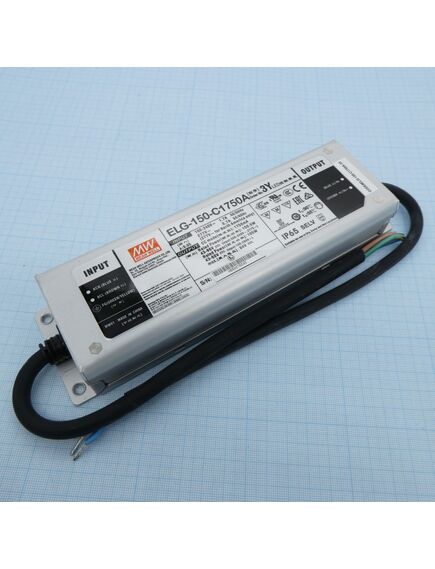 ELG-150-C1750A-3Y, ac-dc, 150.5вт, ip65, вход 100…305в ac, 47…63гц/142…431в dc, ккм, выход 43…86в/1750ма, рег. тока 50...100%, изоляция 3750в ac, в кожухе 219х63х35.5, -40…+70°с, провод заземления