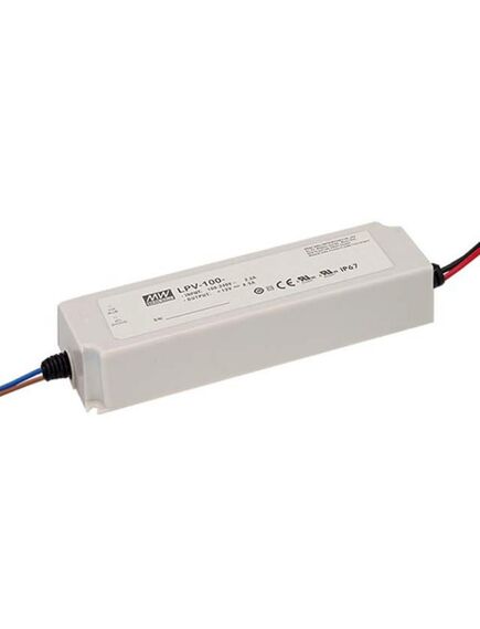 LPV-100-48, ac-dc, 100.8вт, ip67, вход 90…264в ac, 47…63гц /120…370в dc выход 48в/2.1a, изоляция 3000в ac, в кожухе 190х52х37мм, -25…+70°с