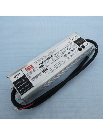 HLG-240H-48A, ac-dc, 240вт, ip65, вход 90…305в ac, 47…63гц/127…431в dc, ккм, выход 48в/5а, рег. выхода 44.8…51.2в/2.5…5a, изоляция 3750в ac, в кожухе 244х68х39мм, -40…+70°с