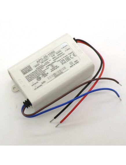 APC-25-1050, ac-dc, 25.2вт, токовый выход, вход 90…264в ac, выход 1050ма/9…24в, изоляция 3750в ac, в кожухе 84х57х29.5мм, -30…+70°с