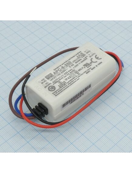 APC-8-350, ac-dc, 8.1вт, токовый выход, вход 90…264в ac, выход 350ма/11…23в, изоляция 3750в ac, в кожухе 60х30х23.5мм, -30…+70°с