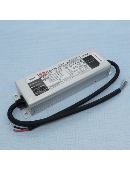 ELG-100-48A-3Y, ac-dc, 96вт, ip65, вход 100…305в ac, 47…63гц/142…431в dc, ккм, выход 24...48в/2а, изоляция 3750в ac, в кожухе 199х63х35,5мм, -40…+70°с, рег. выхода, с проводом заземления
