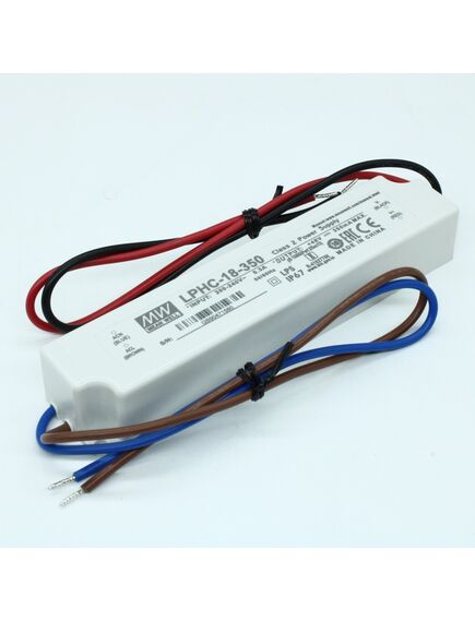 LPHC-18-350, ac-dc led, 16.8вт, выход 6...48в/350ма, стаб. тока/напр., ip67, вход 180…264в ac, изоляция 3000в ac, в кожухе 140х30х20мм, -30…+70°с