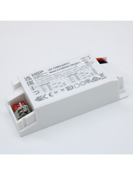 CC30W350-700CG2-1, ac-dc, 30вт, стабилизатор тока, вход 198-264 в ac/220-280в dc 50/60гц, выход 350…700мa/25…42в, ккм, пластиковый корпус 97,8х44х25,5мм (137,6х44х25,5 с защитными крышками), -20…+50°с, ip20