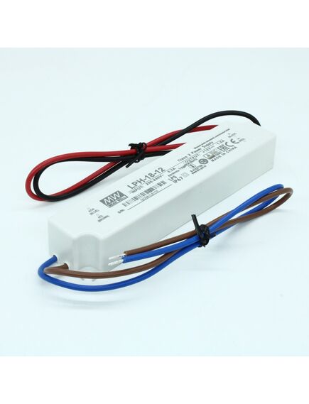 LPH-18-12, ac-dc led, 18вт, выход 12в/1,5a, стаб. напр., ip67, вход 180…264в ac, изоляция 3000в ac, в кожухе 140х30х20мм, -30…+70°с