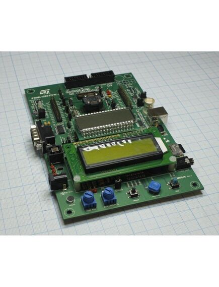 STM8L1526-EV/WS, оценочная плата для stm8l15xx - семейства (вместо контроллера установлен разъём под lqfp48-корпус контроллера). swim, st-link,usart, матричный lcd, семисегментнай lcd, sd, 4 leds и др