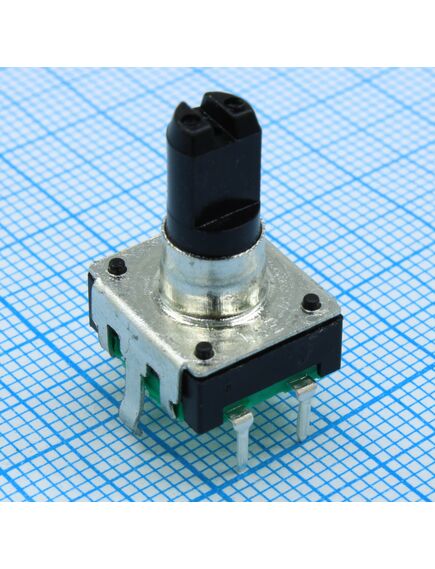 EC12S 12/12 14MM PUSHPIN, энкодер ec12 12 щелчков, 12 импульсов, пластмассовый вал с лыской 10мм, с кнопкой, горизонтальные выводы