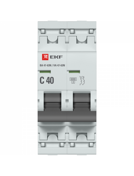 Выключатель автоматический модульный 2п C 40А 6кА ВА 47-63N PROxima EKF M636240C